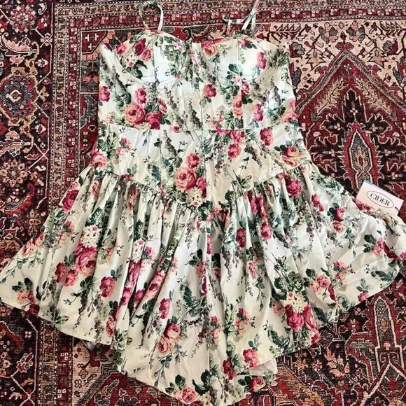 white christmas dresses Floral Mesh Applique Corset A Line Dress Petite / 00 / Lilac main image 1
